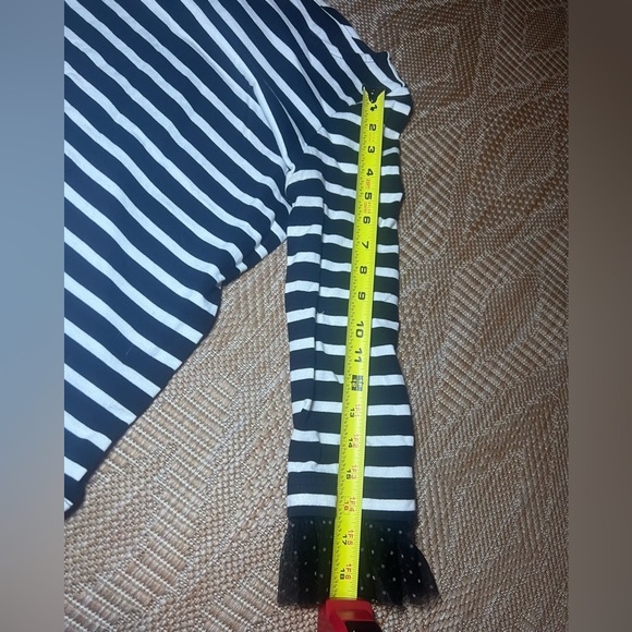 J.Crew Women's Black & White Striped Blouse with Polka Dot Tulle Cuffs,Sixe XS - Picture 7 of 9